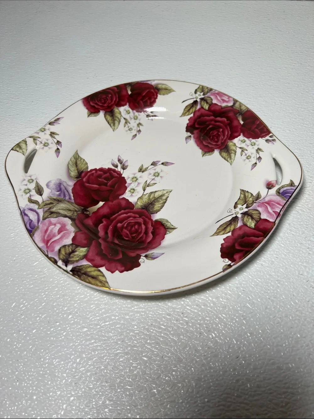 Vintage Wang Steak House Porcelain Rose Design Gold Trim Taiwan Steak House Rare